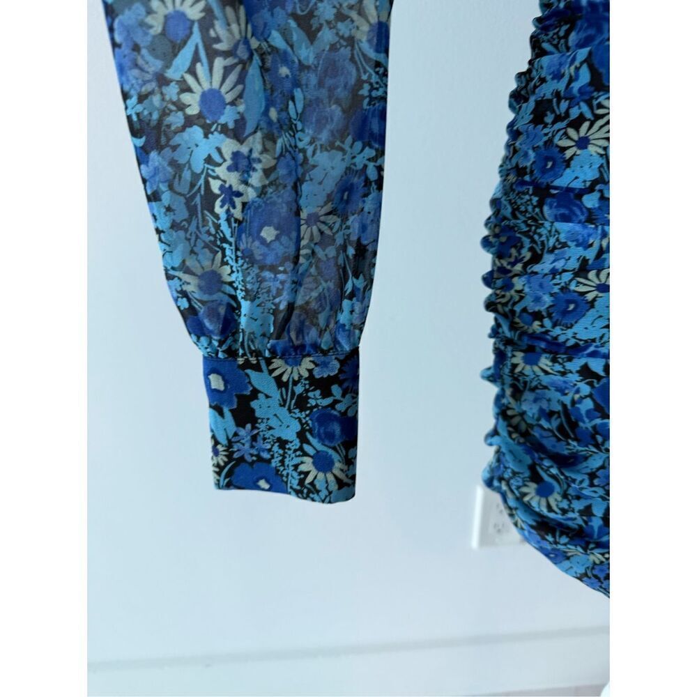 🦋 ZARA Blogger Favorite Draped Romantic Ruffle Ruching Keyhole Floral Mini Dress - Picture 15 of 15